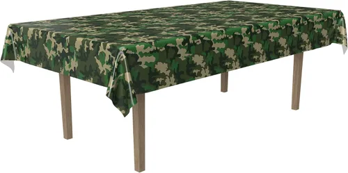 Miniatura 3 de Beistle Mantel de plástico de camuflaje, mantel rectangular de camuflaje para cumpleaños con temática militar, fiestas de campamento, eventos