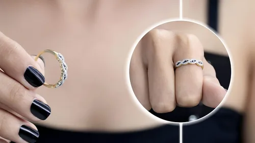Miniatura 3 de Dazzlingrock Collection Round Blue Sapphire & White Diamond Swirl Stackable Anniversary Ring for Women in Gold