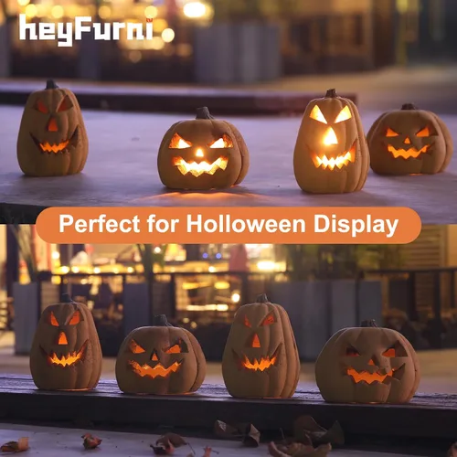 Miniatura 6 de heyfurni Tronco de calabaza de cerámica ignífugo para hoguera, fogata, chimenea, hoguera, decoración de Halloween, para fuegos de propano, gel