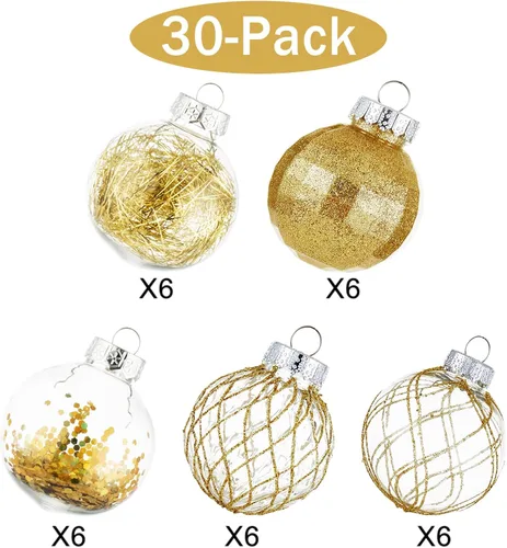 Miniatura 2 de CristBest 30 unidades de adornos de bolas de Navidad - bolas de Navidad transparentes irrompibles de 60 mm / 2.36" de plástico con decoraciones
