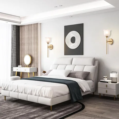 Miniatura 7 de BYOLIIMA Juego de 2 apliques de pared dorados con pantallas de vidrio esmerilado, luminarias modernas de pared para tocador de baño de mediados
