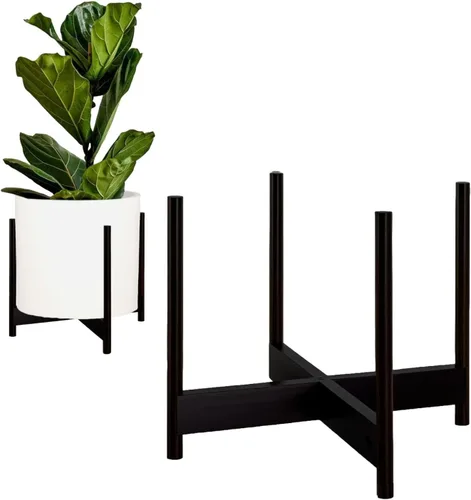 Miniatura 31 de Fox & Fern Soporte Grande Ajustable para Plantas de Interior — 11 a 15 Pulgadas, Soporte Premium de Bambú Estilo Moderno de Mediados del Siglo