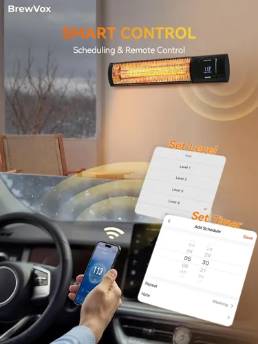 Miniatura 2 de Calentador eléctrico infrarrojo de carbono para patio al aire libre con termostatos, control inteligente por aplicación con control remoto