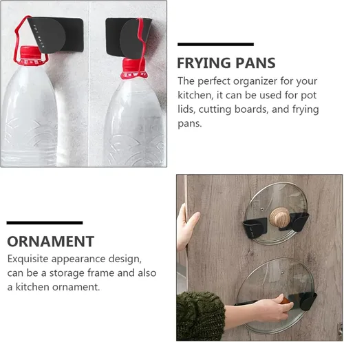 Miniatura 3 de Cabilock Organizador de tapa de olla montado en la pared, organizador de cocina, estante de tapa de olla, ganchos de pared resistentes, soportes