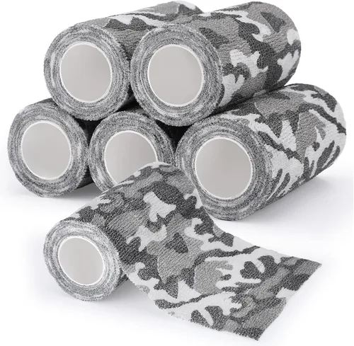 Miniatura 16 de Cinta adhesiva de camuflaje de 6 rollos, 1/2/3/4 pulgadas x 14.8 pies, vendaje autoadhesivo de camuflaje para acampar al aire libre, tira elástica