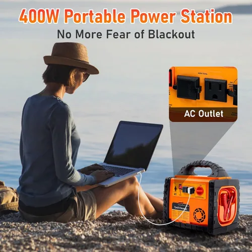 Miniatura 4 de Arrancador de coche de 2200 amperios con compresor de aire, estación de energía portátil con inflador de neumáticos de 260 PSI, inversor de 400 W