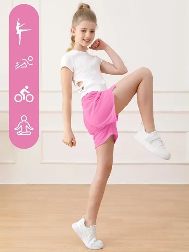 Miniatura 6 de Resinta Pantalones cortos de malla atlética para niñas, baloncesto, fútbol, deportes activos, gimnasio, pantalones cortos para jóvenes y niños
