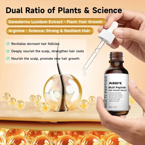 Miniatura 6 de Suero para el crecimiento del cabello para adelgazamiento y encrespamiento, 1.0 fl oz de suero multipéptido vegano y natural para el crecimiento