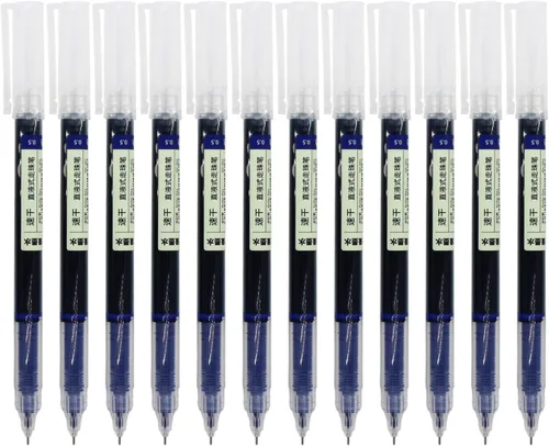 Gullor Bolígrafos de tinta líquida, punta fina de 0.020 in, de secado rápido, para escribir, tomar notas y dibujar, tinta azul, 12 unidades Azul