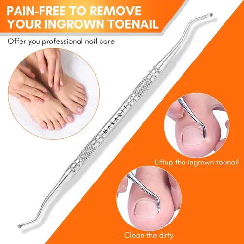 Miniatura 3 de Makartt Cortaúñas para uñas encarnadas con elevador de uñas, juego de podólogo de acero inoxidable para uñas gruesas, herramientas de manicura