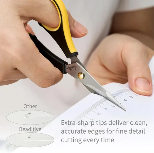Miniatura 4 de Beaditive Tijeras de precisión para manualidades - Hojas de acero inoxidable con tapa de seguridad - Punta ultra afilada y mangos de TPR