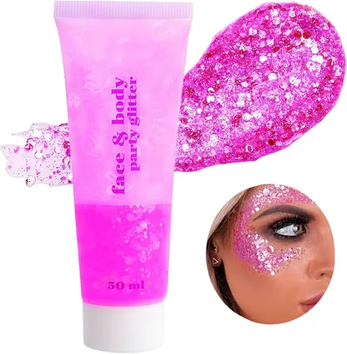 Miniatura 35 de Go Ho Gel de purpurina púrpura de sirena, purpurina holográfica para el cabello morado para niños y mujeres, lentejuelas gruesas para ojos, labios