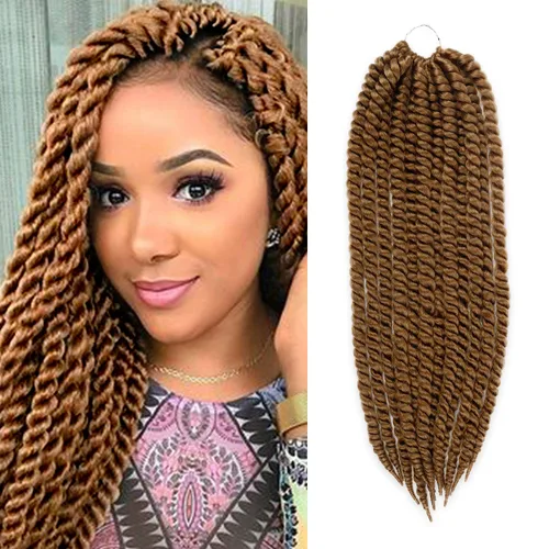 Miniatura 35 de Trenzas de ganchillo de pelo sintético auténtico doble Jumbo Senegalese Twist 12" (30)