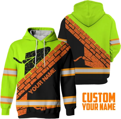Miniatura 4 de Sudadera con capucha de alta visibilidad para hombres - Colección de trabajos con nombre personalizado Clase 3 Ropa de trabajo reflectante