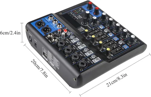 Miniatura 8 de Dj Mixers - Mezclador de audio de 8 canales con Bluetooth, interfaz de audio USB con grabación de tarjeta de sonido y 48 V Phantom Power Sounds