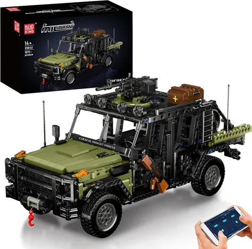 Mould King Juego de construcción de camiones militares 20042, juguete para construir, automóvil todoterreno con control Romote, modelo militar