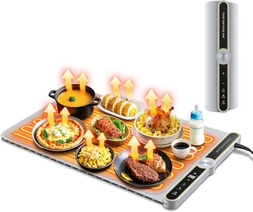 Miniatura 8 de Tapete de calentamiento para alimentos – Bandeja de calentamiento eléctrica extragrande de 32"x15" calienta 8 platos, 9 temperaturas ajustables