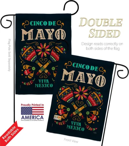 Miniatura 5 de Breeze Decor Cinco de Mayo Viva Mexico - Juego de banderas de arpillera para el jardín, fiesta de verano, cactus, piñata, sombrero mexicano, fiesta