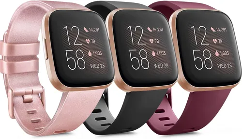 Miniatura 15 de PAQUETE DE 3 Bandas de Silicona Suave Compatibles con Fitbit Versa Bandas Deportivas Ajustables para Mujeres y Hombres Tallas Pequeña y Grande