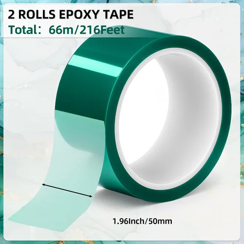 Miniatura 2 de 2 rollos de cinta de resina 1.96 pulgadas × 108 pies de cinta de epoxi resistente a altas temperaturas 220℃, cintas de epoxi para joyería DIY, mesa
