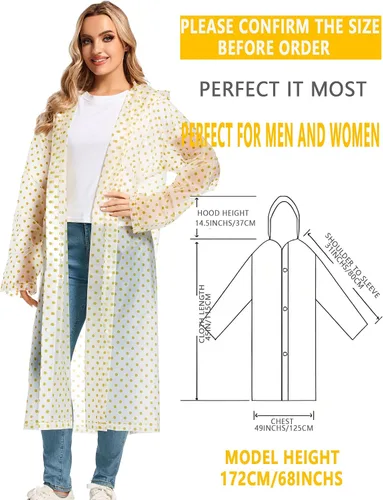 Miniatura 96 de 2 abrigos de lluvia de Borogo para adultos, chaquetas de lluvia reutilizables para hombres y mujeres