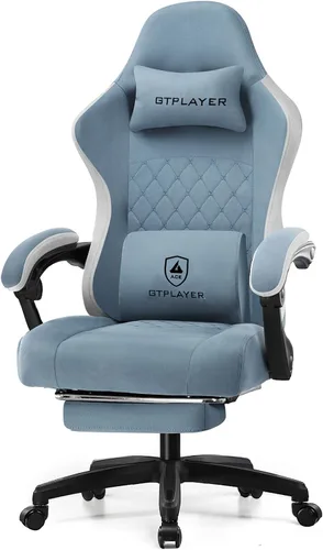 Miniatura 10 de GTPLAYER Silla Gaming, Silla de Oficina para Computadora con Cojín de Resorte de Bolsillo, Reposabrazos de Conexión y Reposapiés, Silla Ergonómica