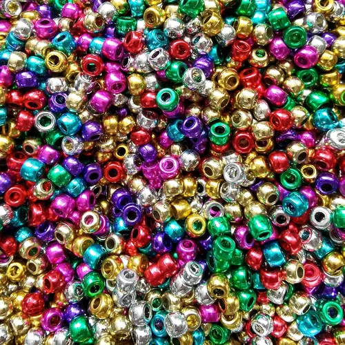 Miniatura 22 de Amaney - 500 cuentas de plástico para poni de 0.236 x 0.354 in, mezcla de colores mezclados con purpurina transparente