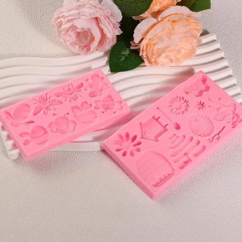Miniatura 5 de 2 moldes para fondant de abejorro, molde de silicona de panal de abeja, molde de decoración para hornear chocolate con girasol, para decoración
