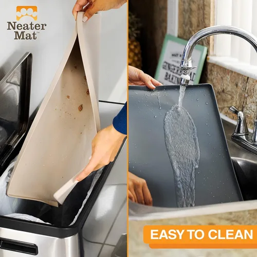 Miniatura 7 de Neater Pet Brands Neater Mat - Tapetes para mascotas para comida y agua, tapete para tazón de gato y perro, de silicona impermeable, bandeja