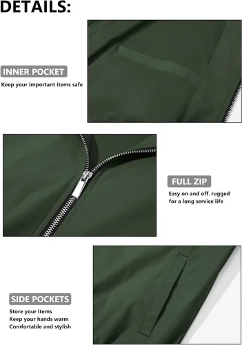Miniatura 7 de MAGCOMSEN Chaqueta bomber para hombre, ligera, casual, con cremallera, rompevientos, primavera, otoño, abrigo de golf con bolsillos