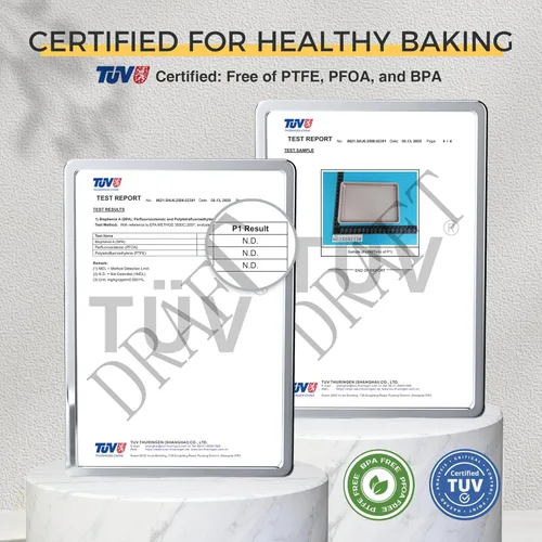 Miniatura 6 de HONGBAKE Juego de 3 bandejas antiadherentes de cerámica para horno, no tóxicas de medio cuarto/gelatina con textura de diamante, bandejas