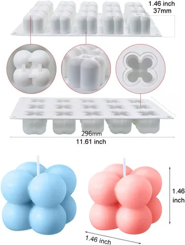 Miniatura 2 de Konrisa Moldes de vela de burbujas 3D, moldes de silicona con 15 cavidades para hacer velas de cera de soja, moldes de pastel de burbujas
