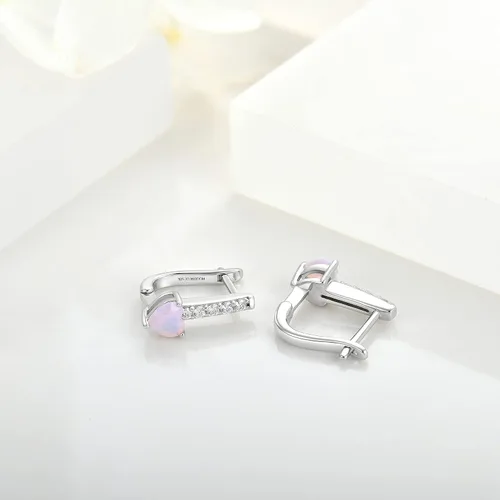 Miniatura 4 de JO WISDOM Pendientes de aro de plata de ley 925 AAA Cubic Zironia Oval Hoop Pendientes con chapado en oro blanco, joyería para mujer
