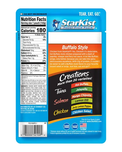 Miniatura 112 de StarKist Chicken Creations BOLD - Bolsa estilo búfalo (5 onzas, 12 unidades) Carne blanca totalmente cocida con alto contenido de proteínas, sin