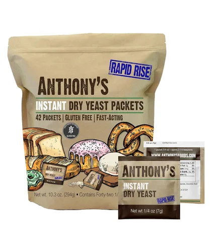 Miniatura 7 de Paquetes de levadura seca activa de Anthony, contiene 42 paquetes individuales, sin gluten