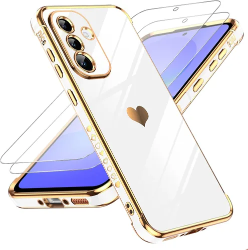 Miniatura 82 de LeYi for Moto G 5G 2025 Case: with Tempered Glass Screen Protector [2 Pcs]+ Full Camera Lens Protection,Love Heart Plating Cute Luxury Soft TPU