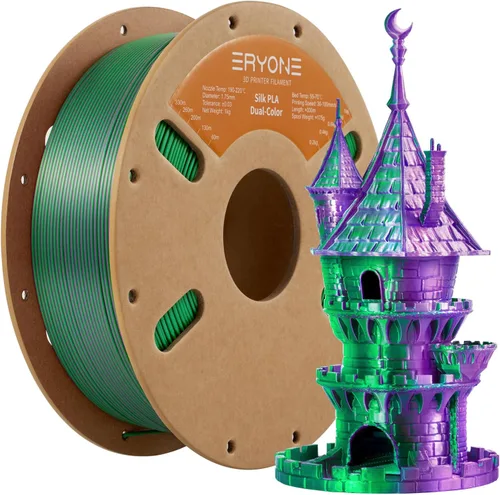 Miniatura 36 de ERYONE Filamento de ácido poliláctico (PLA) de seda bicolor para impresora 3D, de 1.75 mm +/- 0.03 mm, carrete de cartón de 1 kg (2.2 libras)