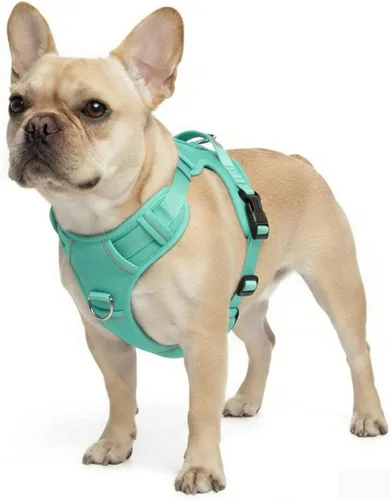 Miniatura 20 de Arnés sin tirones para perro, con 2 clips para correa, chaleco Oxford reflectante ajustable para mascotas con asa de fácil control para perros Negro