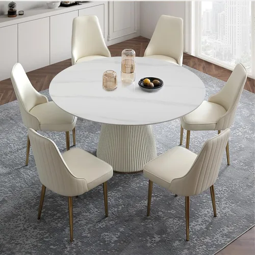 Miniatura 18 de Montary Juego de 2 sillas de comedor, modernas sillas de piel sintética color blanco crema con patas de metal dorado y respaldo ergonómico para sala