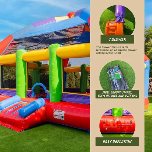 Miniatura 5 de XJUMP Casa inflable de rebote de cúpula comercial de gran fiesta de 20 x 20 pies, vinilo de PVC de 16 pies de alto resistente de 15 onzas con aro