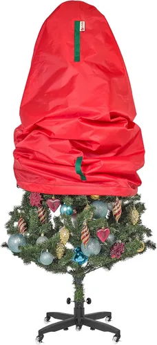 Miniatura 14 de Bolsa de almacenamiento vertical para árbol de Navidad - Se adapta a árboles artificiales de 7 pies y árboles topiarios de Navidad, cubierta Rojo