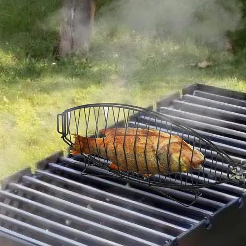 Miniatura 5 de RTT Cesta para parrilla de pescado, 2 paquetes, cesta grande de acero inoxidable de alta calidad para asar a la parrilla, perfecta para cocinar
