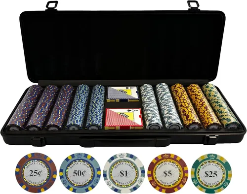 Juego de fichas de póquer Monte Carlo de 500 piezas de baja denominación – 0.49 oz de arcilla pesada grado casino pequeñas estacas Monte Carlo Poker