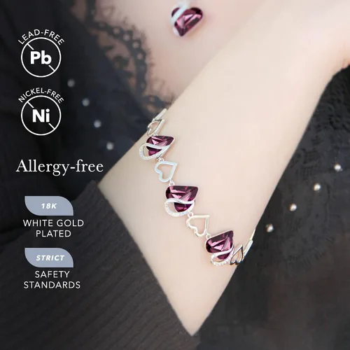 Miniatura 3 de Leafael - Pulsera de amor infinito con eslabones, corazón de cristal y piedra natal, regalos para mujer, tono plateado, 7 pulgadas con extensor de 2