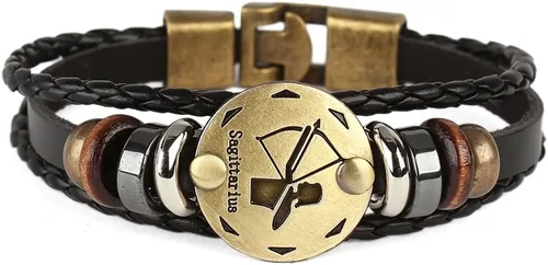 Miniatura 55 de Hamoery Pulsera de cuero de aleación punk para Constellation trenzada pulsera pulsera brazalete