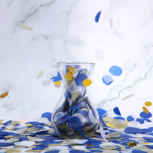 Miniatura 3 de TecUnite - Confeti redondo para decoración de bodas y fiestas de cumpleaños, 1.76 onzas Confeti de oro azul