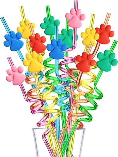 Miniatura 5 de Suministros para fiesta de cumpleaños de 24 patas, pajitas para beber con 2 popotes, cepillo de limpieza de patrulla para mascotas, perros