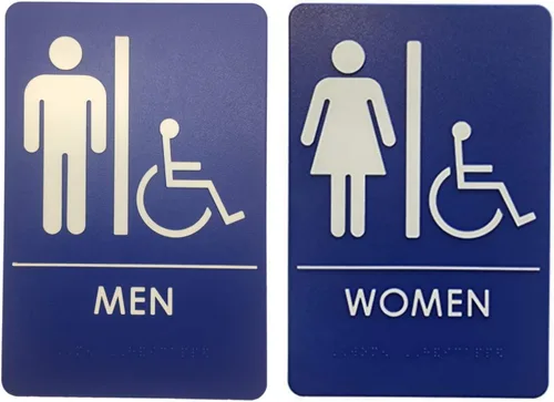 Miniatura 18 de Hecho en EE.UU. - Letreros de Baños para Hombres y Mujeres Compatibles con ADA, Señales de Puertas de Baño para Oficinas, Negocios y Restaurantes