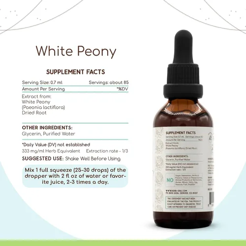 Miniatura 3 de HerbEra White Peony B60 - Extracto de hierbas sin alcohol, gotas líquidas concentradas, peonía blanca natural (Paeonia Lactiflora) raíz seca