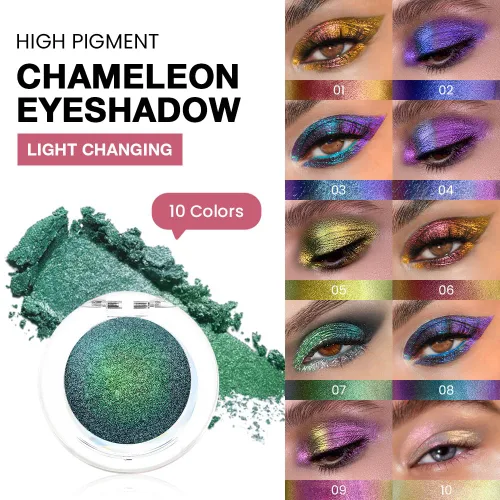 Miniatura 2 de evpct Paleta de maquillaje para sombras de ojos con brillo de camaleón verde bosque, purpurina metálica, efecto duocromático, multicromático